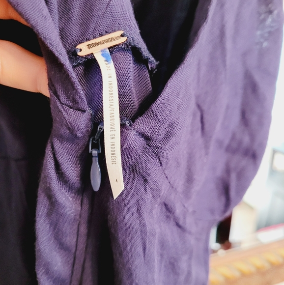 NEW Free People Navy Blue Linen Romper - Picture 6 of 6